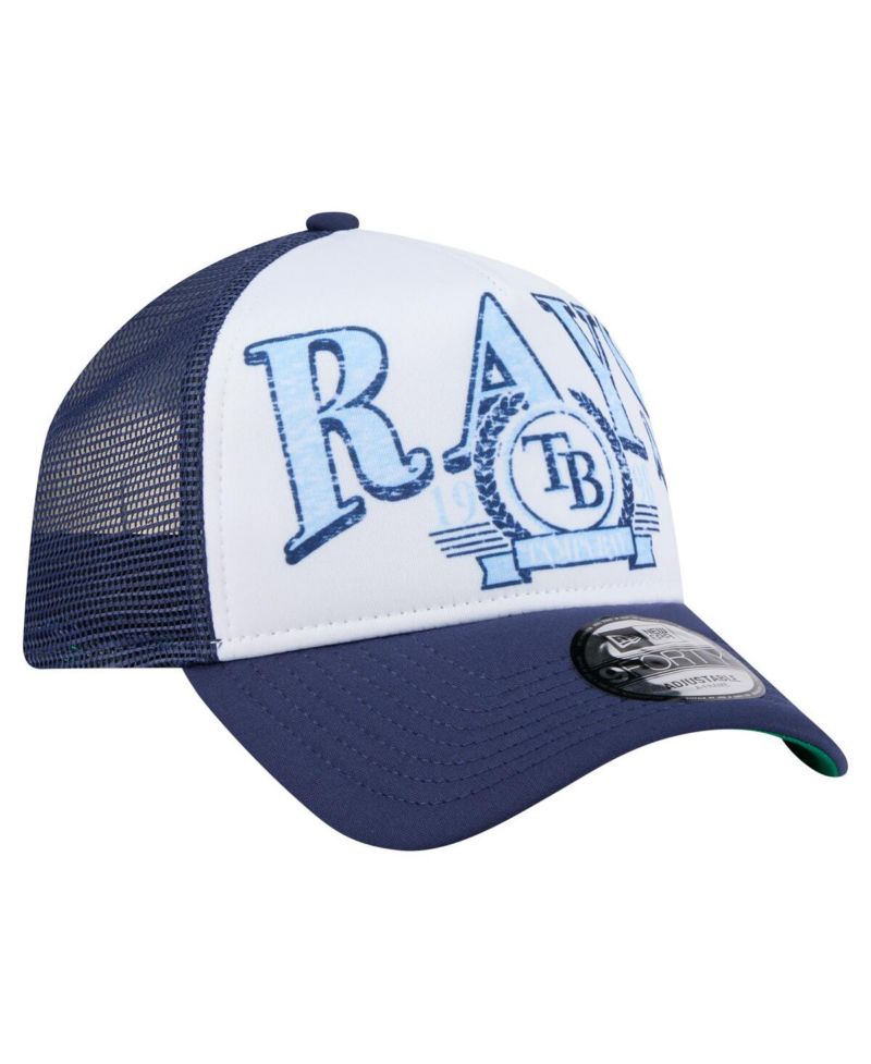 Men's Navy Tampa Bay Rays Distressed 9FORTY A-Frame Adjustable Trucker Hat