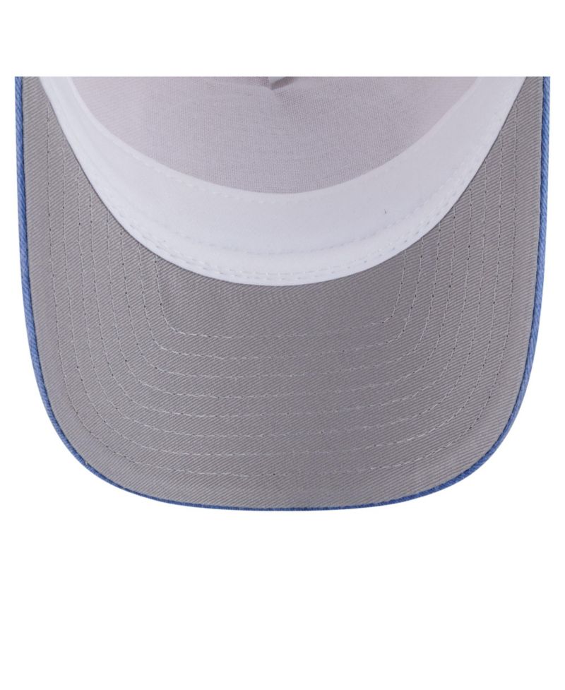 Men's Light Beige/Royal New York Mets Frayed M-Crown A-Frame 9FORTY Trucker Adjustable Hat