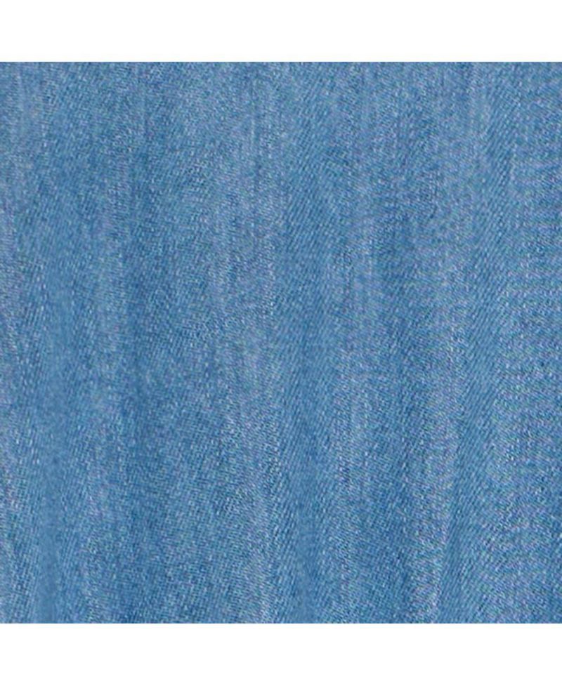 Women's Twist Puff-Shoulder Cotton-Blend Denim Midi Dress