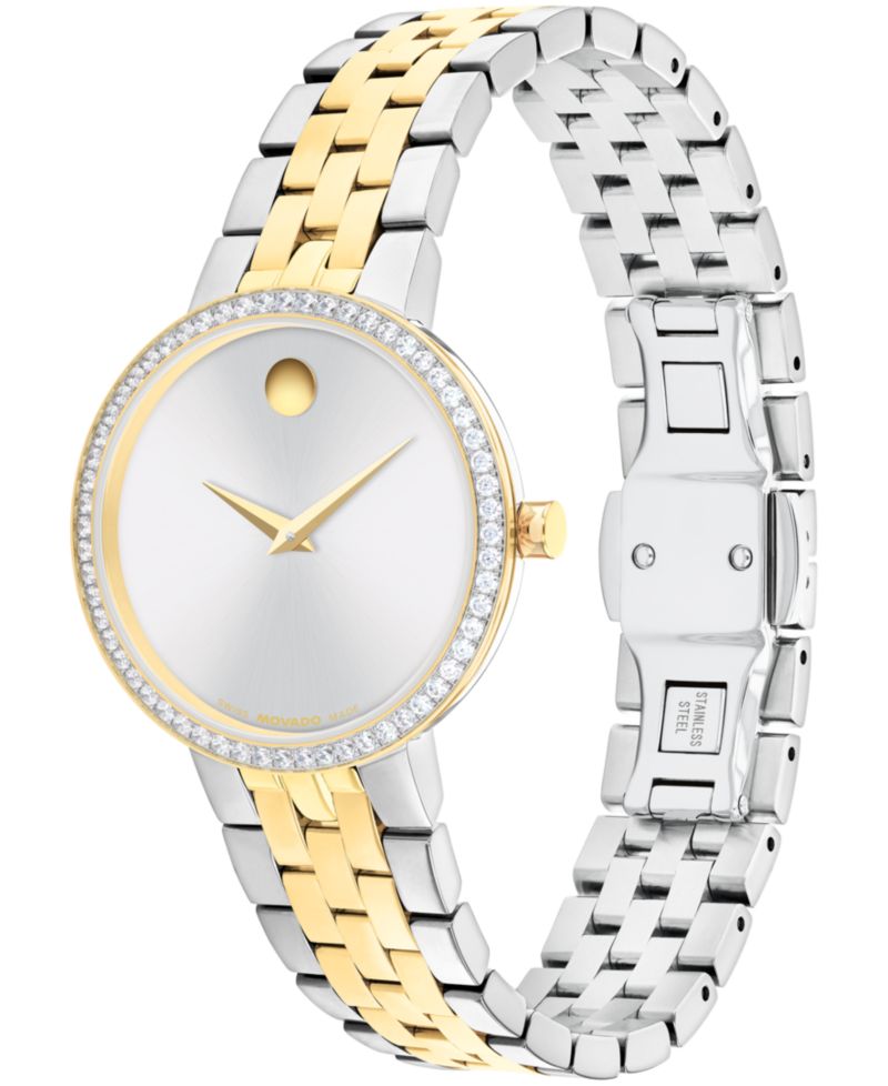 Women's Museum Classic Lab Grown Diamond Swiss Quartz Stainless-Steel Light Yellow PVD Watch, 29.5mm