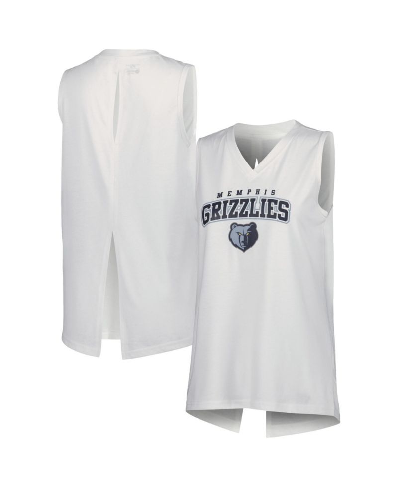 Women's White Memphis Grizzlies Paisley Peekaboo Tank Top