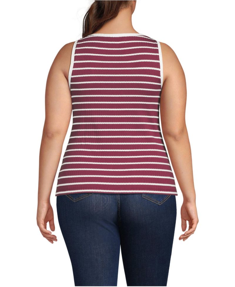 Plus Size Pointelle Rib UNeck Tank