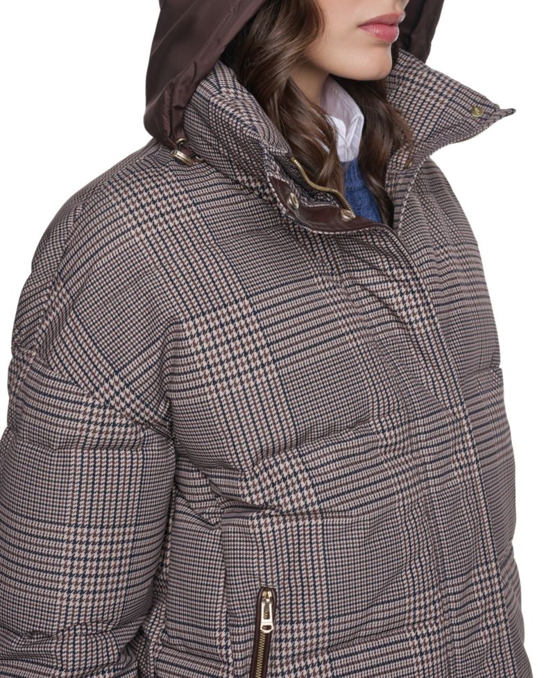 Women's Heritage Plaid Puffer Jacket with Stand Collar