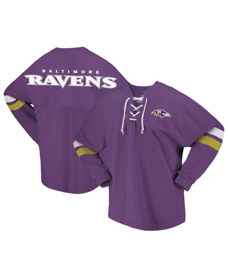 Women's Purple Baltimore Ravens Spirit Jersey Lace-Up V-Neck Long Sleeve T-Shirt