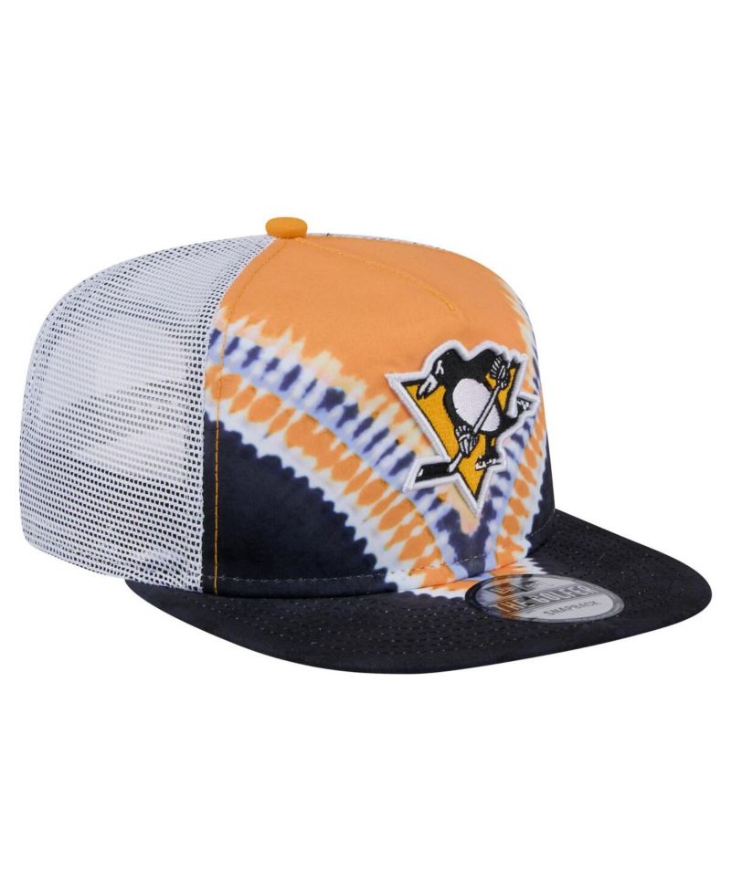 Men's Black/Gold Pittsburgh Penguins Throwback V-Dye Adjustable Golfer Hat