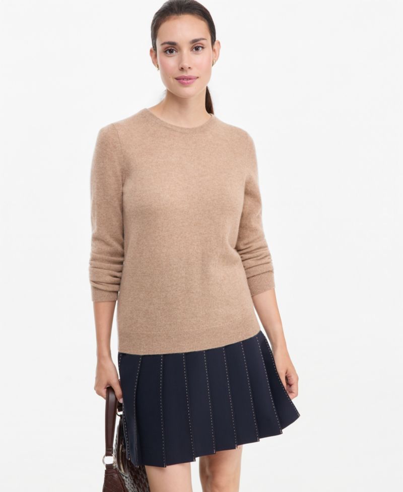 100% Cashmere Women's Petite Long-Sleeve Crewneck Sweater