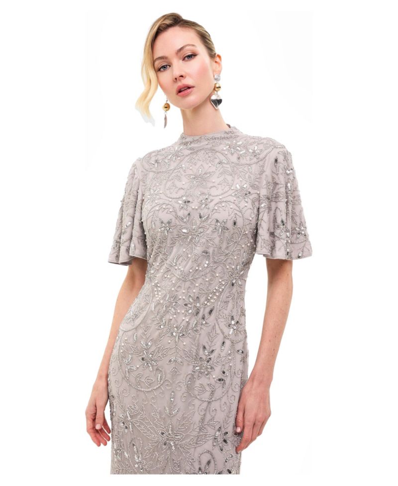 Women's Embellished Sequins High Neck Dress