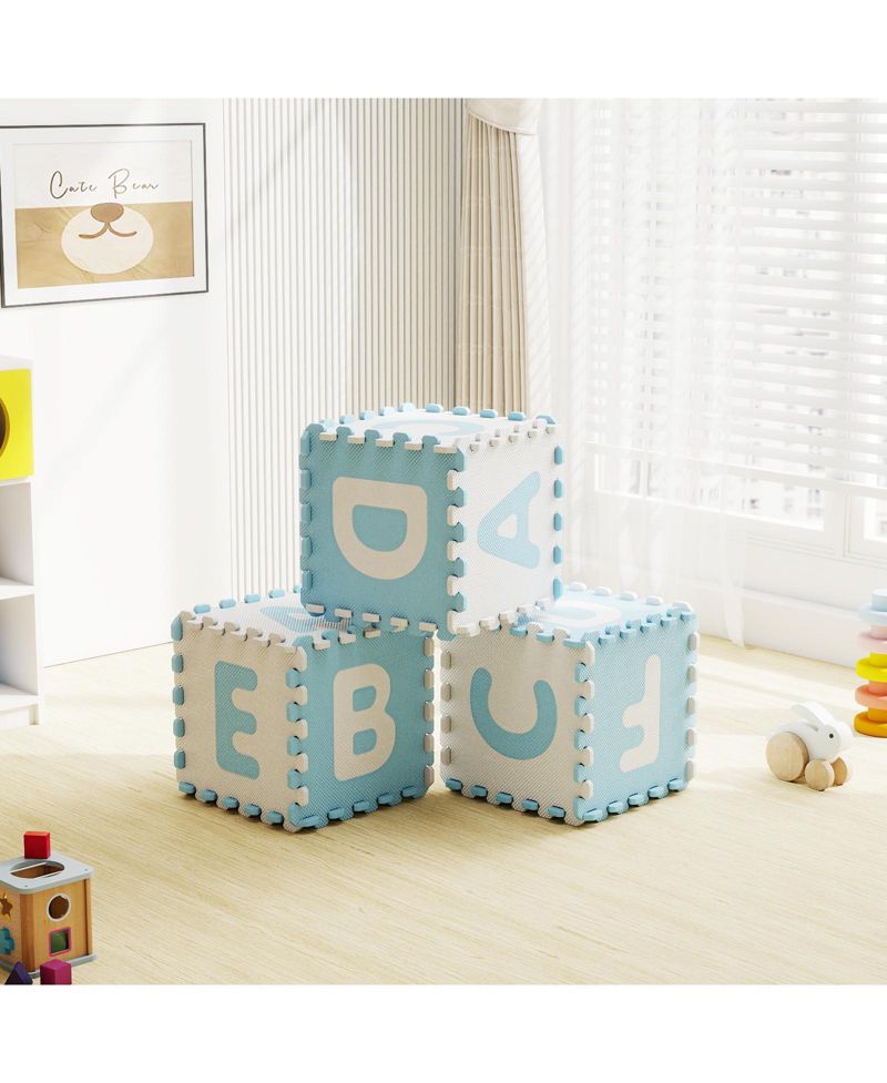 26-Piece Interlocking ABC Play Mats with Detachable Letters
