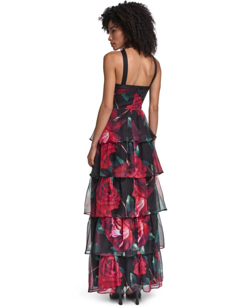 Women's Halter-Tiered-Floral Dress