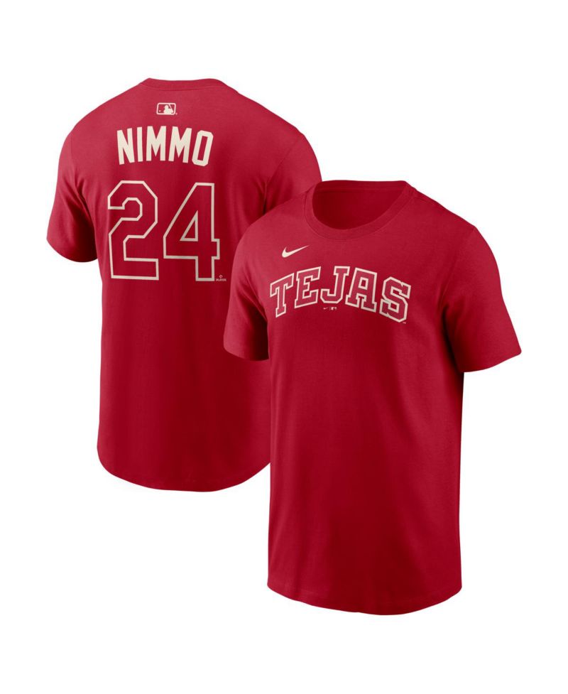 Men's Brandon Nimmo Red Texas Rangers 2026 City Connect Name & Number T-Shirt