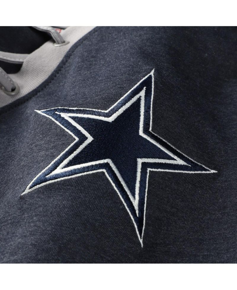 Women's Navy Dallas Cowboys Plus Size Throwback Lace-Up Long Sleeve T-Shirt