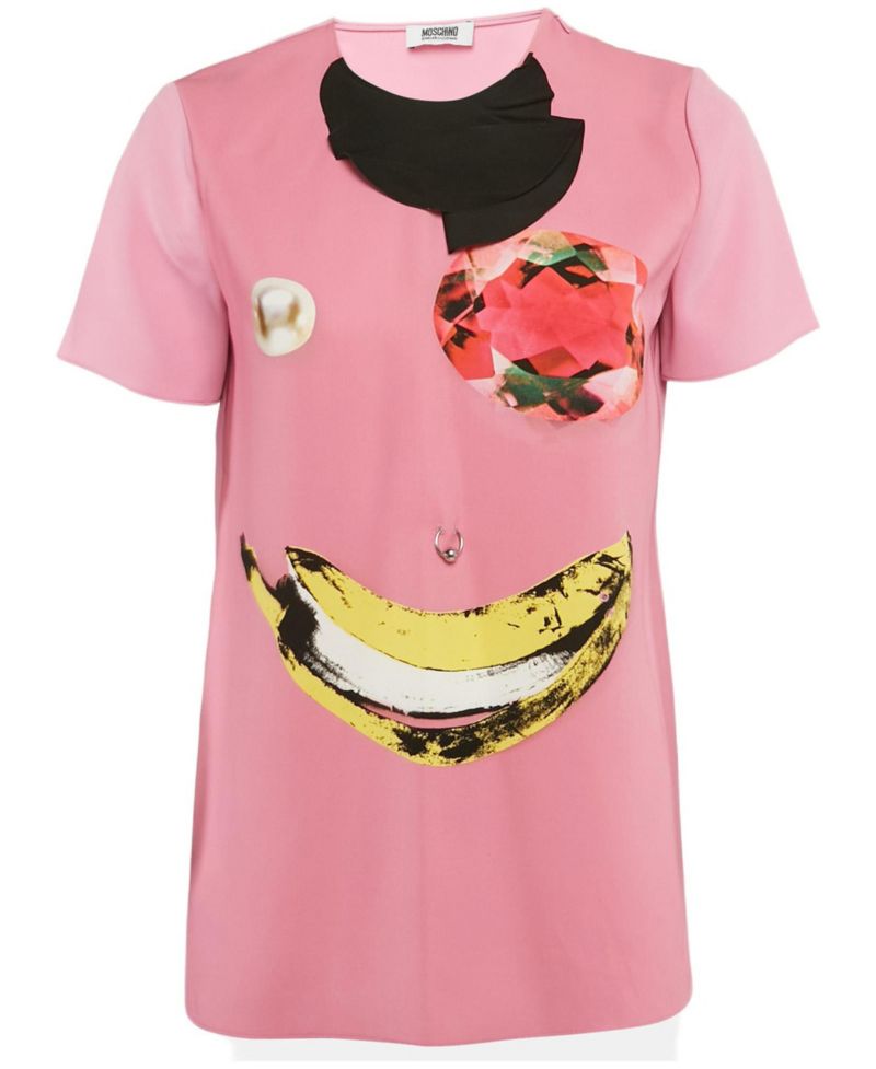 Women's Cheap And Chic Pink Printed Crepe Metal Ring Detail Top