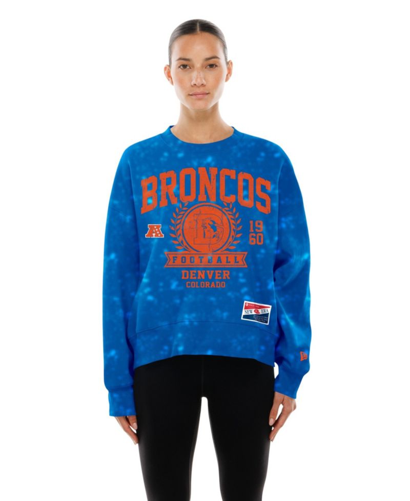 Women's Royal Denver Broncos Throwback Oversized Boxy Sweatshirt