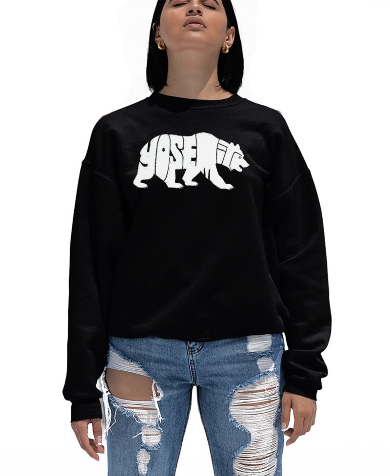 Women's Yosemite Bear Word Art Crewneck Sweatshirt