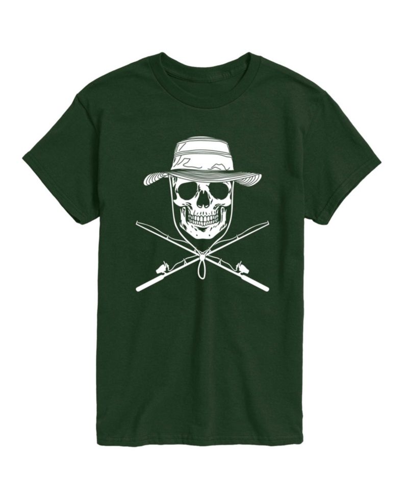 Men's Instant Message Fisherman Skull Crossed Rods Graphic T-Shirt