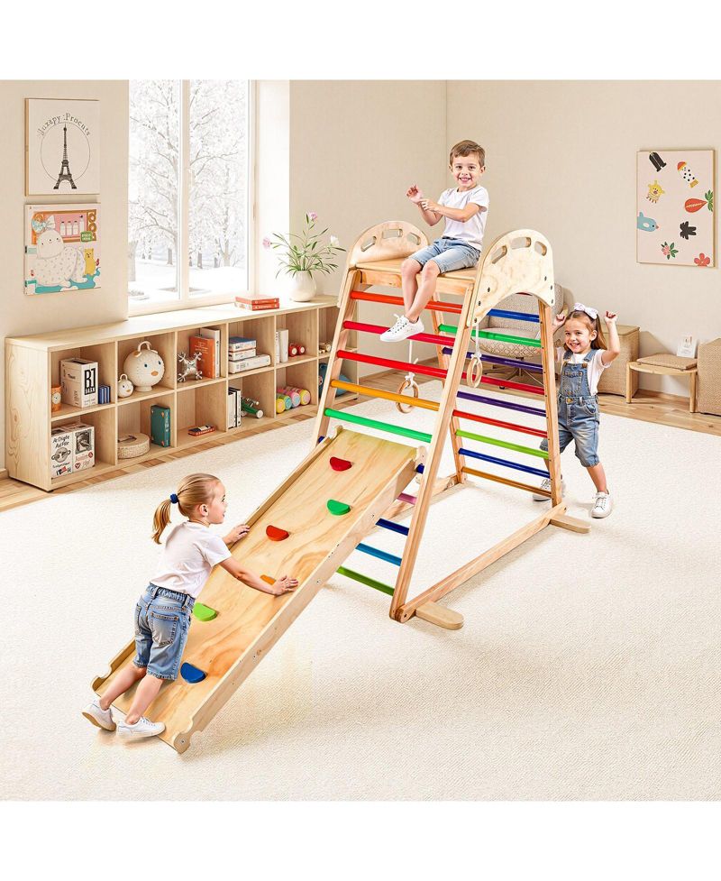 Ages 2-6 4-in-1 Wooden Indoor Jungle Gym