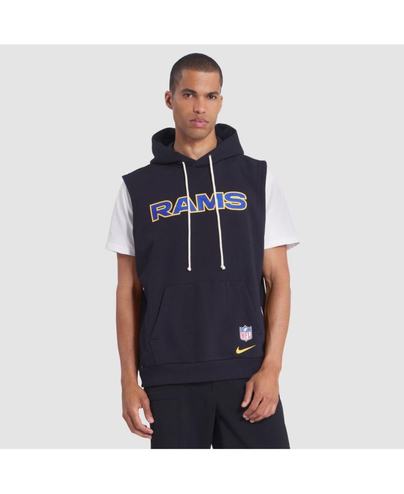 Men's Midnight Blue Los Angeles Rams 2025 Rivalries Collection Standard Issue Sideline Dri-FIT Sleeveless Hoodie