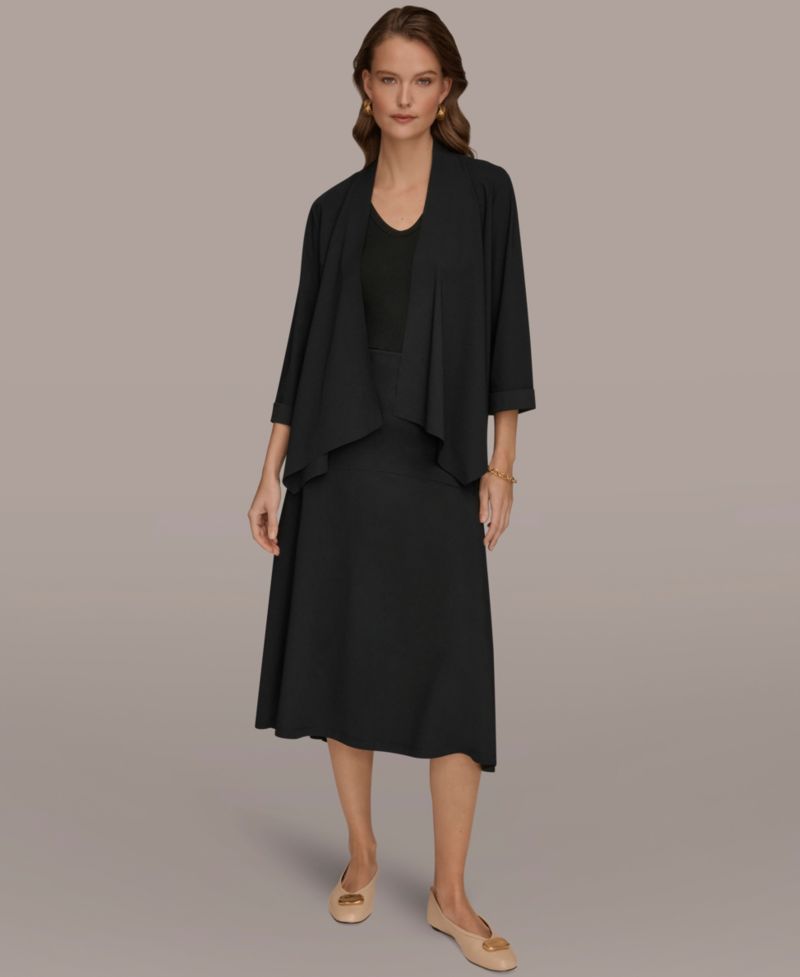 Women's Four Way Stretch Knit 3/4 Sleeve Open Front Cardigan Jacket