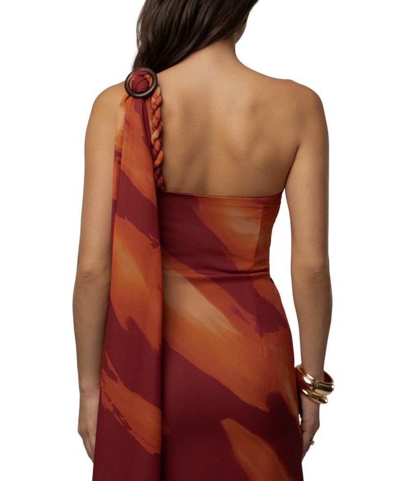 Women's Gallery Night One-Shoulder Asymmetric Drape Maxi Dress