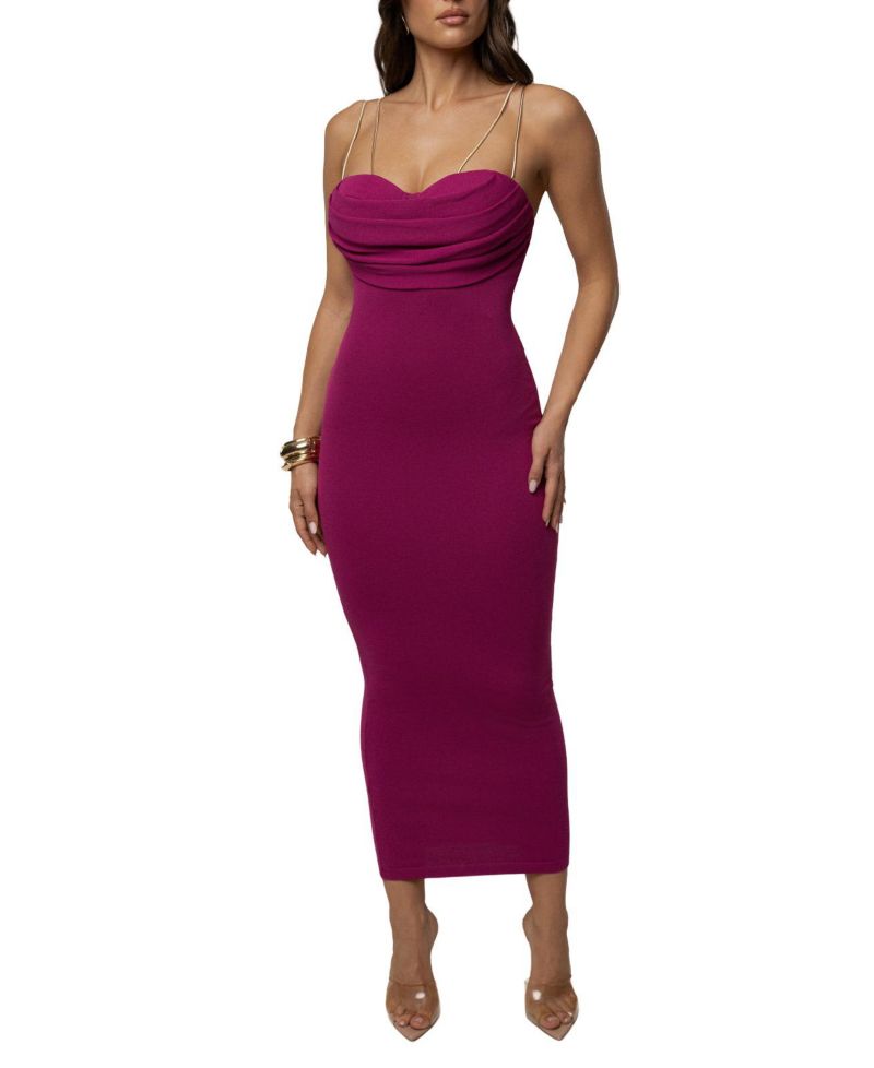 Women's La Lune Drape Cowl-Neckline Sleeveless Midi Dress