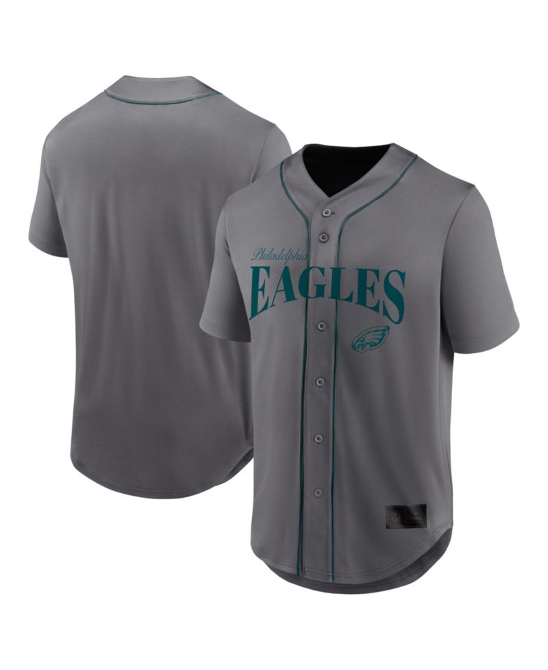 Men's Gray Philadelphia Eagles After Hours Button-Up Baseball Top