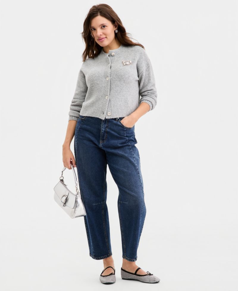 Women's Embellished Heart Cardigan Sweater