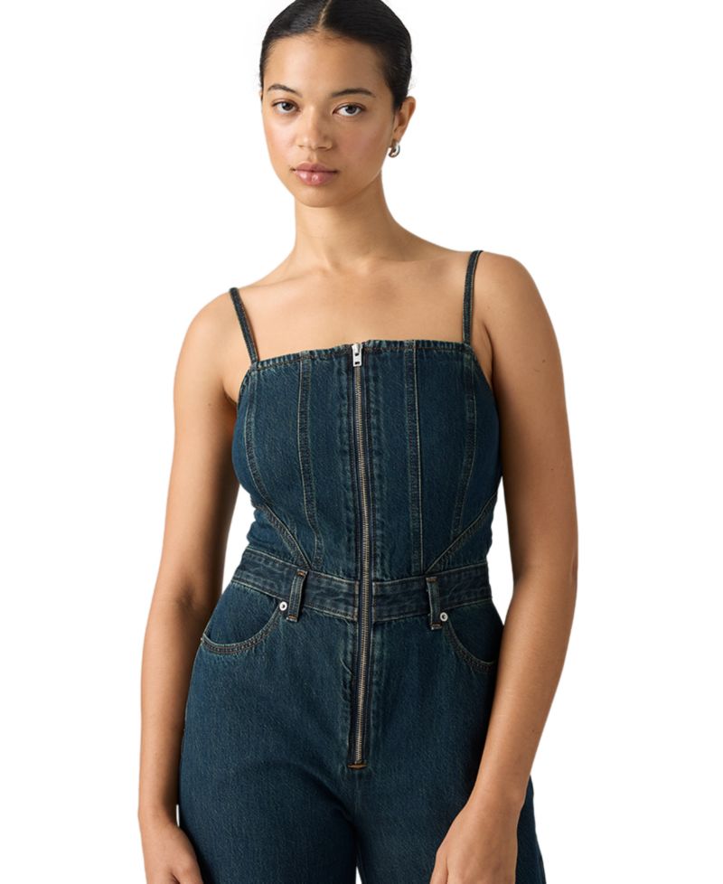 Premium Women's Seamed Wide-Leg Denim Jumpsuit