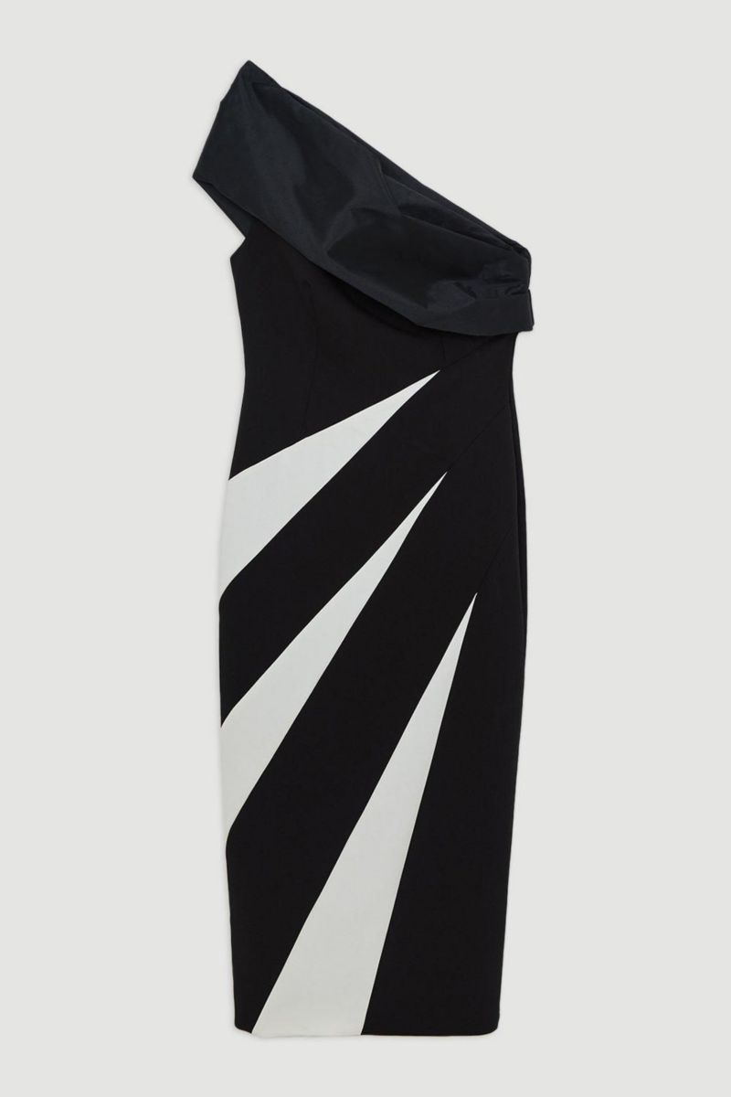 Women's One Shoulder Panel Midi Dress