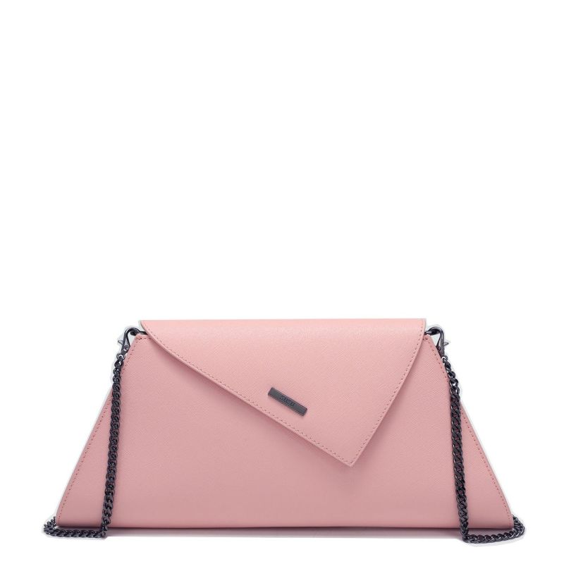 Womens Saffiano Leather Envelope Clutch Purse Crossbody Evening Bag with Chain Strap Elegant Handbag