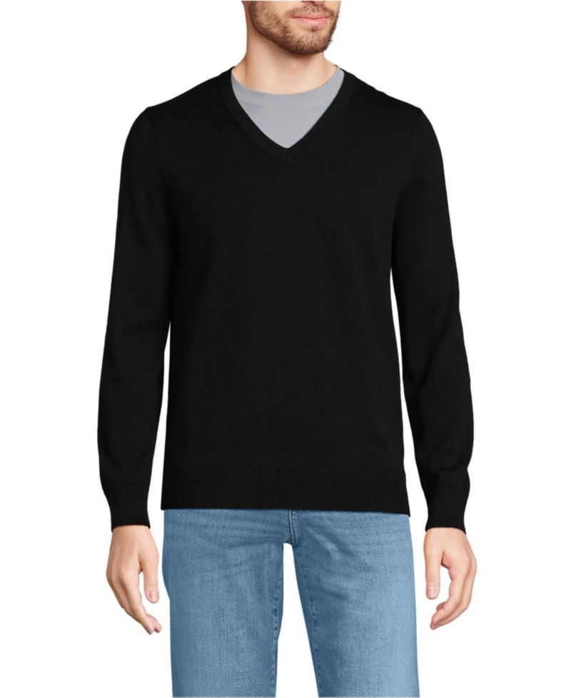 Men's Fine Gauge Cotton V Neck Sweater