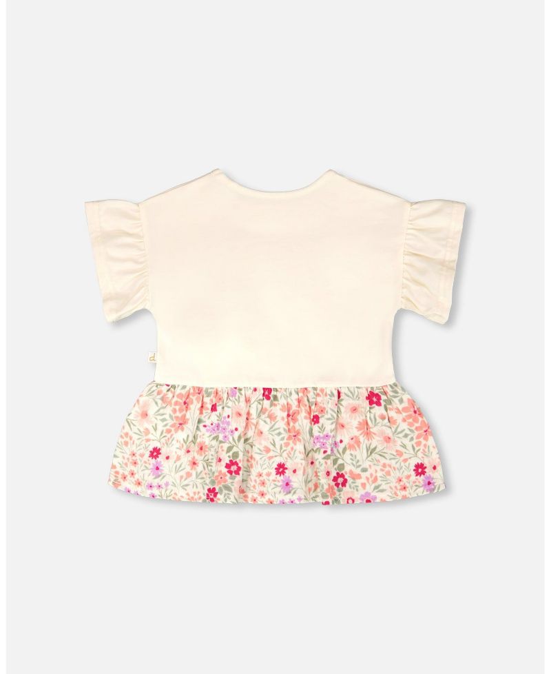 Little Girls Cotton Bi-Material Tunic