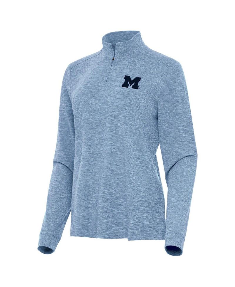 Women's Heather Light Blue Michigan Wolverines Mentor Quarter-Zip