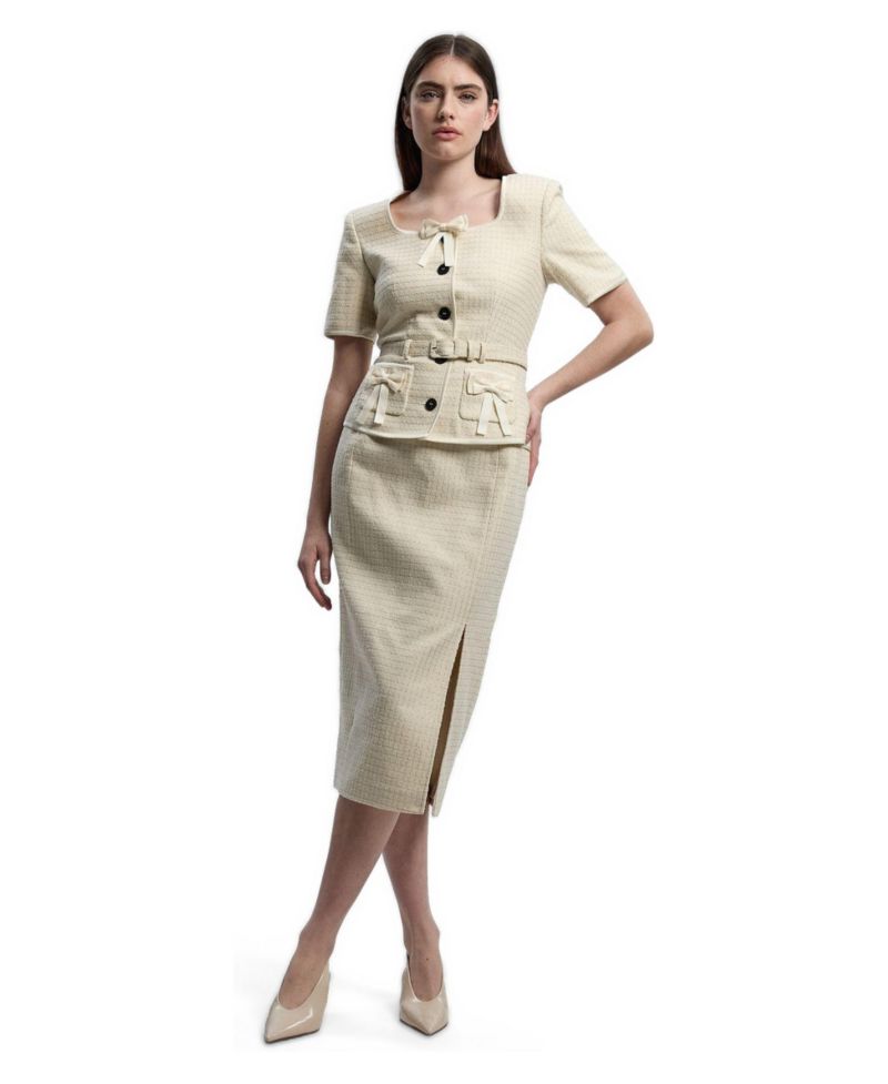 Women's Tweed Bow Midi Dress