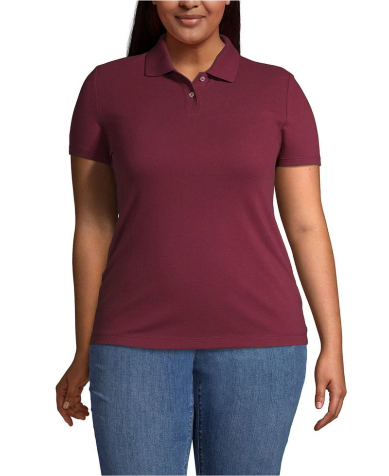 Women's Plus Size Short Sleeve Basic Mesh Polo Shirt