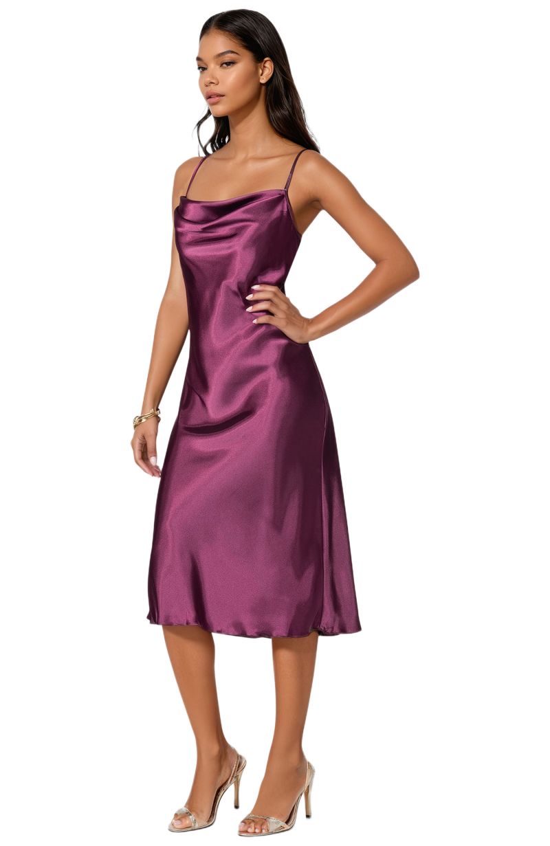 Women's Satin Midi Slip Dress