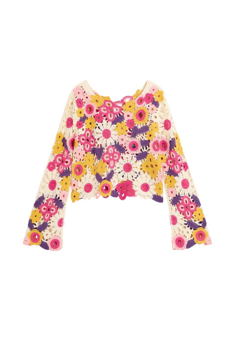 Women's Multicolor Crochet Sweater