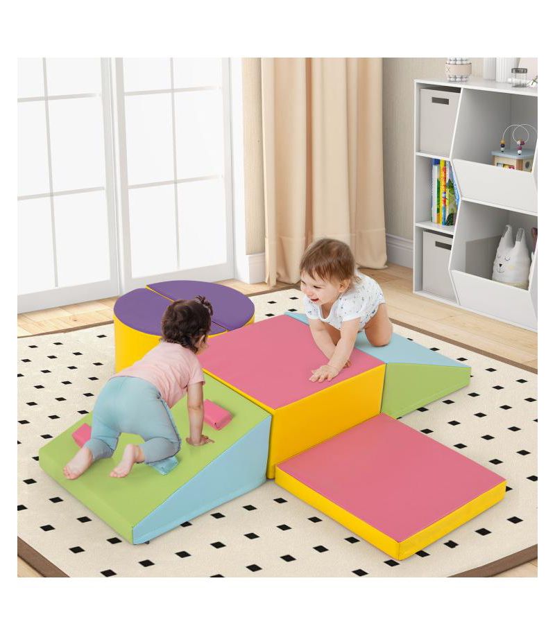 6 Piece Foam Climbing Blocks with Hook and Loop Fasteners