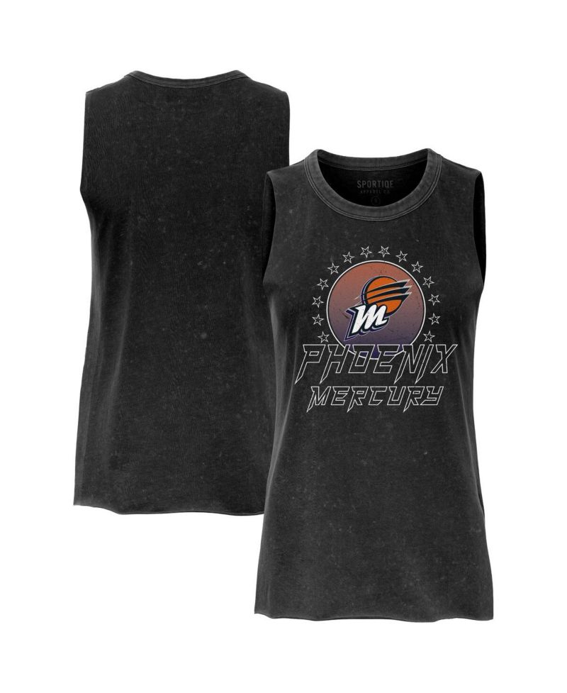 Women's Black Phoenix Mercury Rock Roll Collection Turner Mineral Wash Tank Top