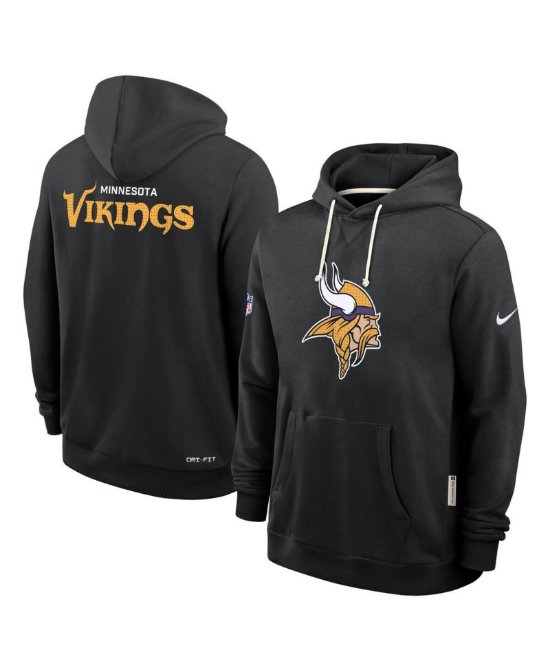 Men's Black Minnesota Vikings Sideline Initial Home Performance Pullover Hoodie