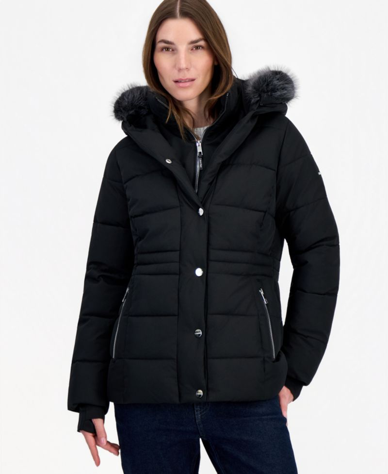 Women's Faux-Fur Hooded Utility Puffer Coat