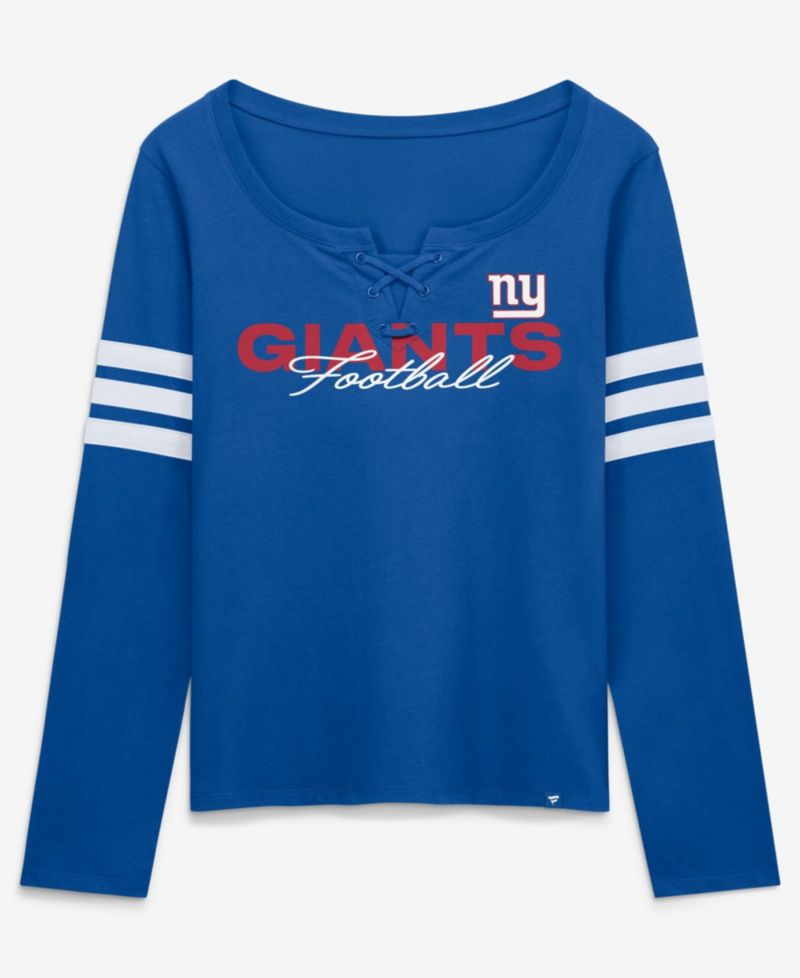 Women's Royal New York Giants Team First Coverage Scheme Lace-UpLong Sleeve T-Shirt