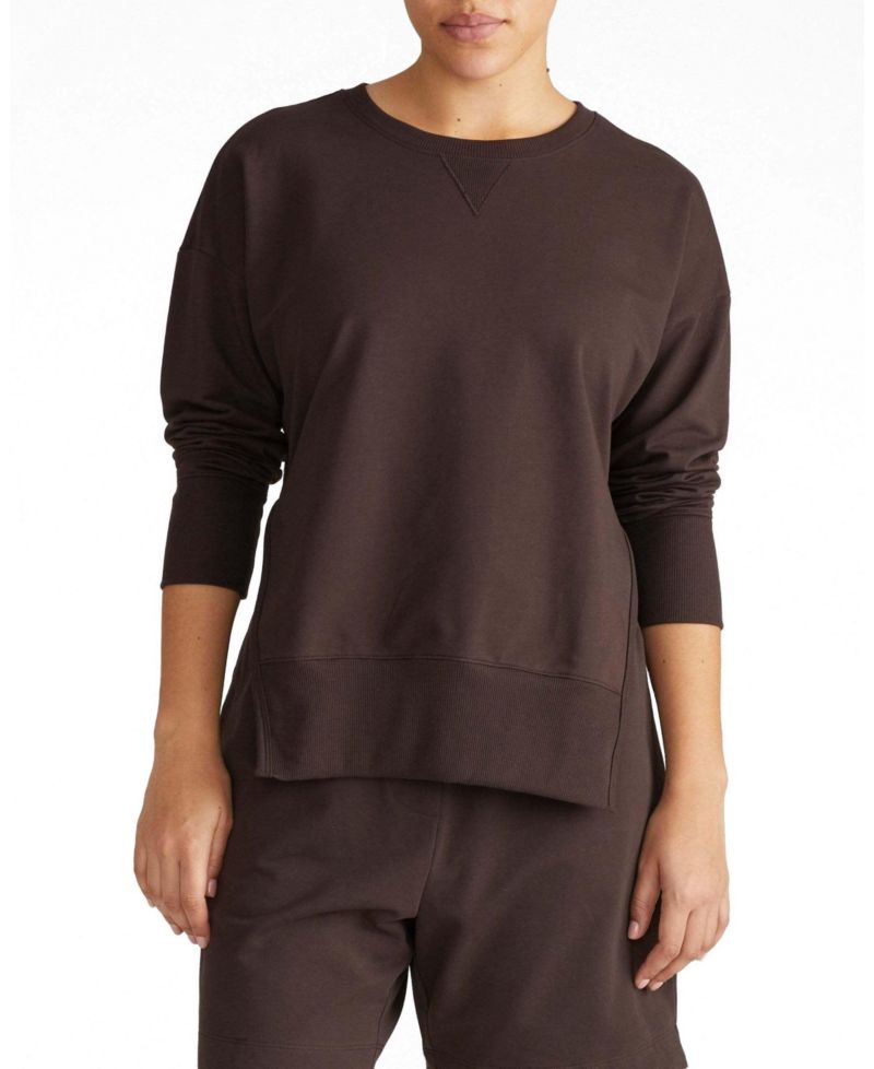 Plus Size Fiona French-Terry Crewneck Side-Slit Sweatshirt