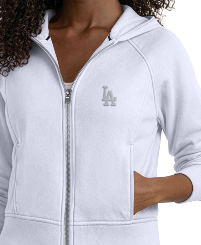 Women's Pastel Blue Los Angeles Dodgers Cropped Full-Zip Fleece Hoodie