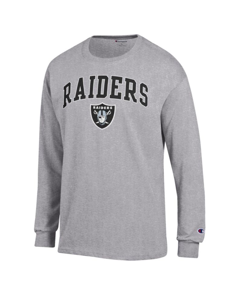 Men's Gray Las Vegas Raiders Arch Over Logo Long Sleeve T-Shirt