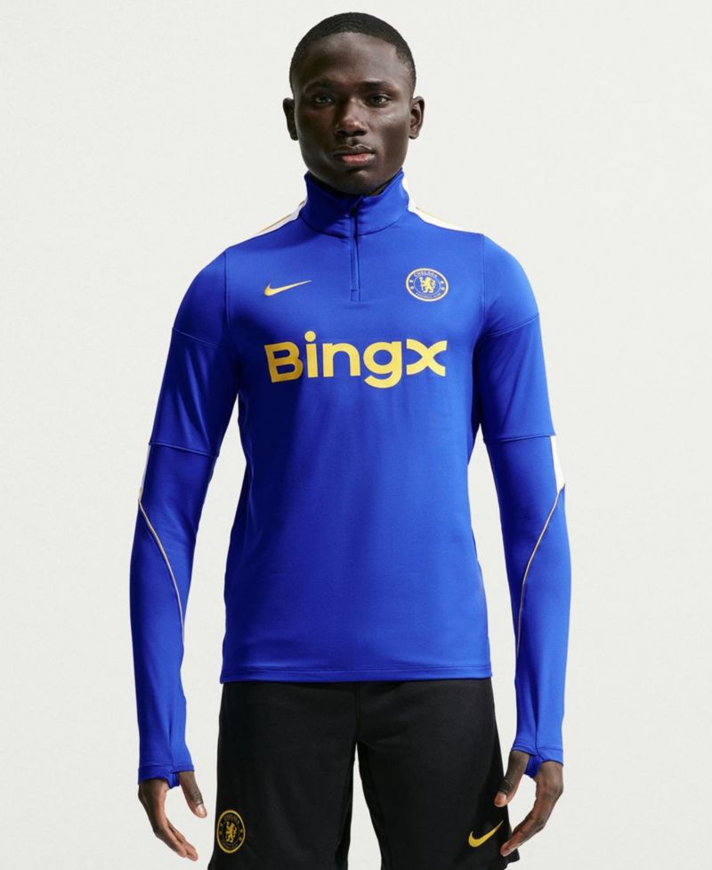 Men's Blue Chelsea 2026/27 Strike Dri-FIT Long Sleeve Quarter-Zip Drill Jersey