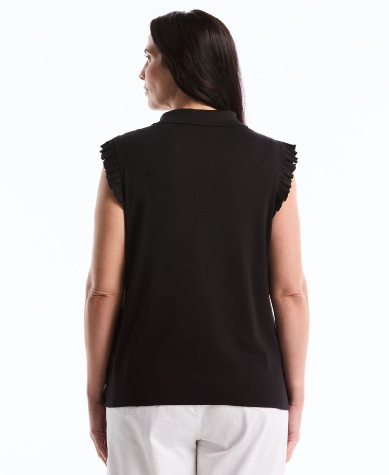 Petite Ruffle Sleeveless Polo Shirt