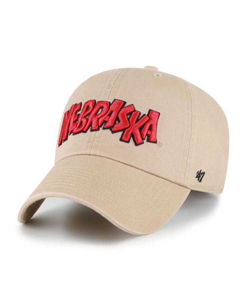 Men's '47 Khaki Nebraska Huskers Vault Clean Up Adjustable Hat