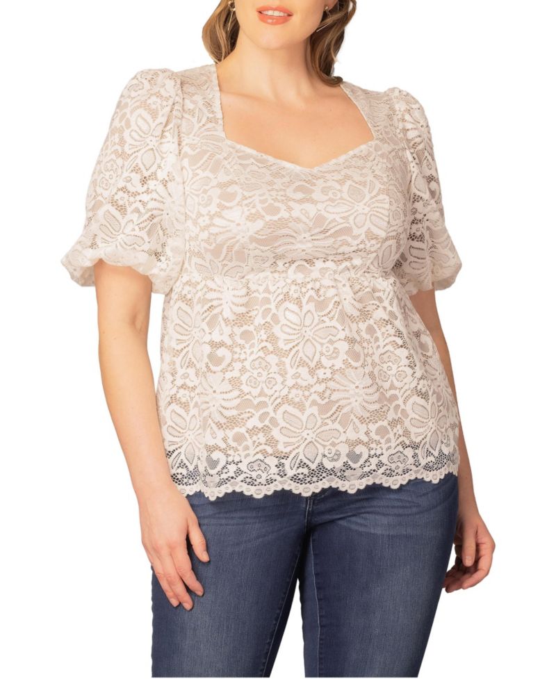 Plus Size Winsome Sweetheart Lace Peplum Top