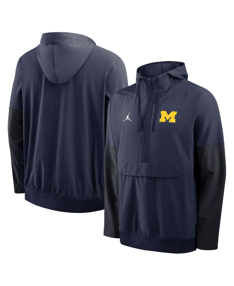 Men's Navy Michigan Wolverines Anorak Half-Zip Hoodie Jacket