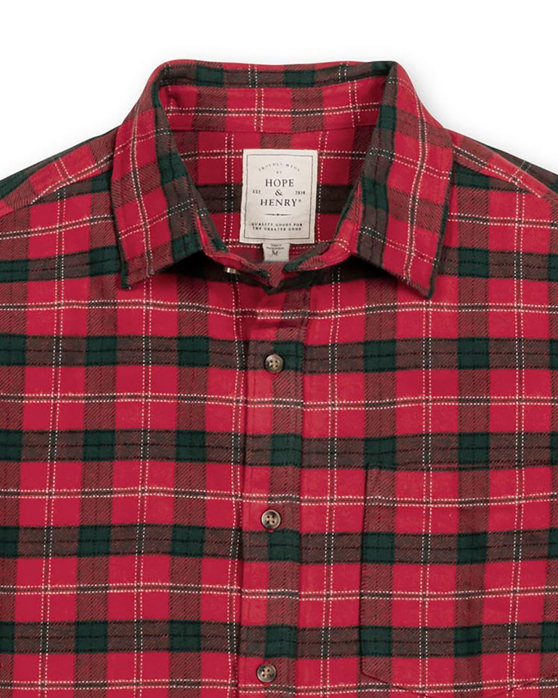 Men's Hope and Henry Organic Long Sleeve Flannel Button Down Shirt